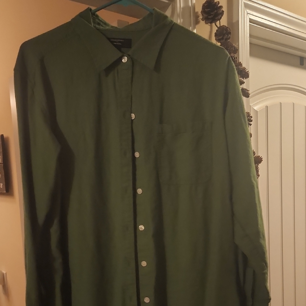 Banana Republic  Green Casual Button Down Shirt Dress